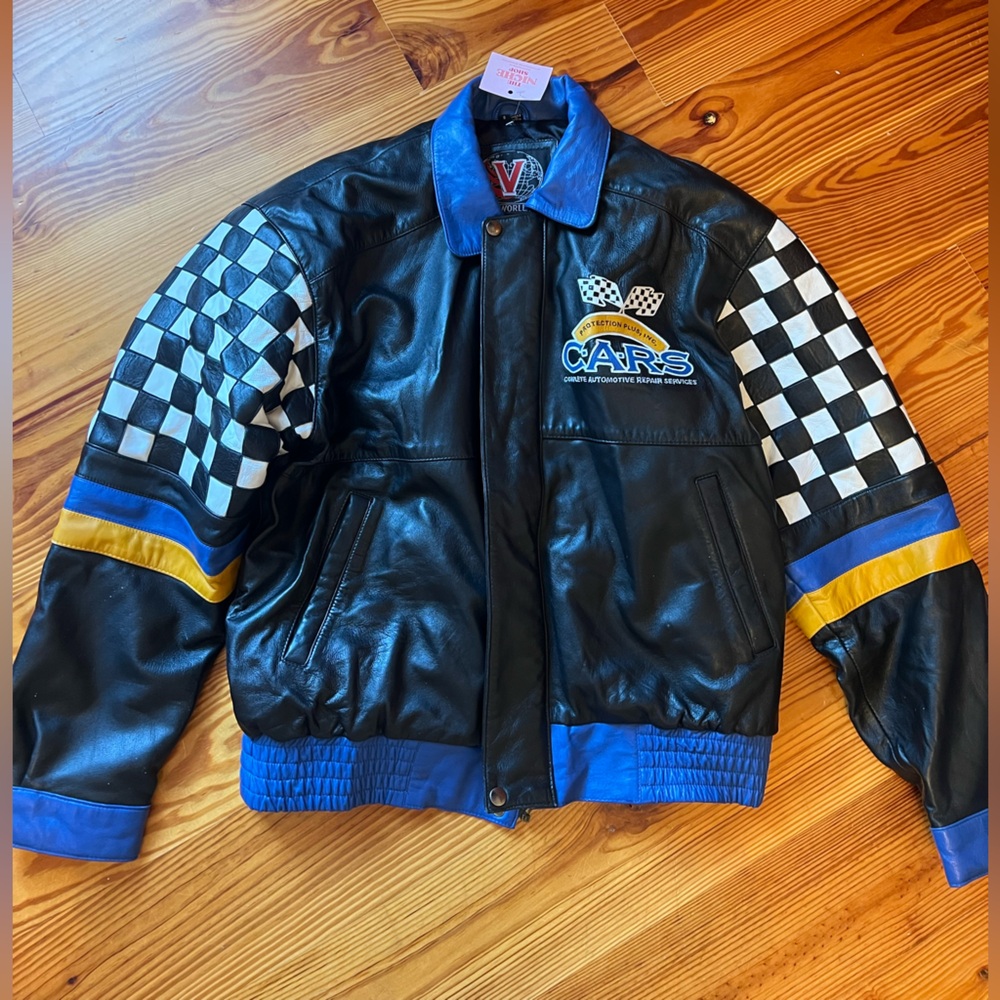 Small Leather Viking Worldwide CARS racing jacket